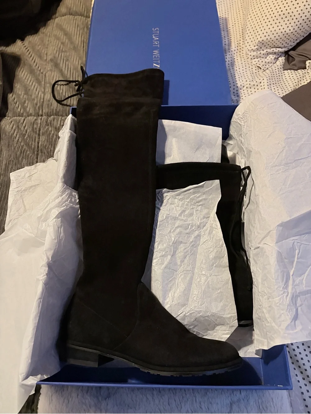 Stuart Weitzman Black Suede Over-The-Knee Boots